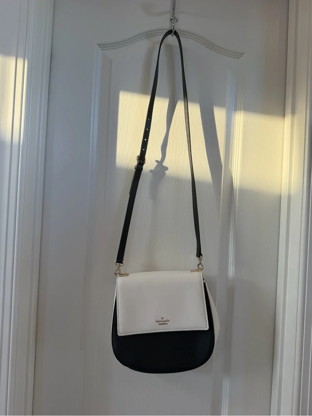 kate spade Two-Tone White and Black Saddle Crossbody